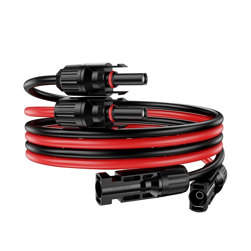 OWINUSTECH 6Ft Solar Cable Solar ExtensionCable,10AWG Solar Panel Extension Cable with Female and Male Connectors,Waterproof SolarExtension Cable Kit (Red and Black). - Image 1